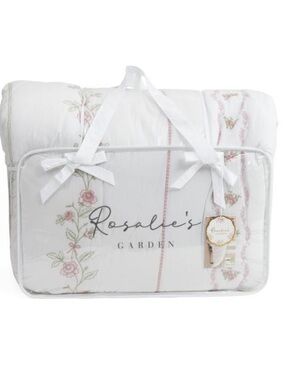 Rosalie's Garden Floral Comforter Set - White with Pink & Green